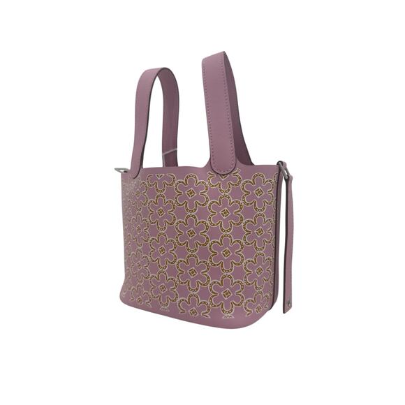 Hermès Micro Picotin Limited Edition Mauve Sylvestre w/ Gold Floral Embroidery - Picture 2 of 4